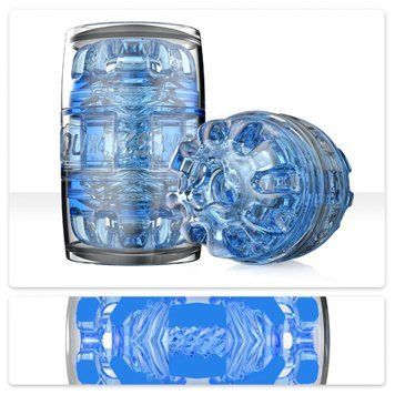Мастурбатор Fleshlight Quickshot Turbo Blue Ice, компактный, сквозной, подойдет для пар и минета SX0678 фото
