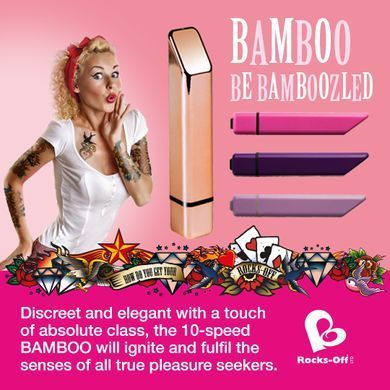 Мощный минивибратор Rocks Off Bamboo Rose Gold, 10 режимов работы, водонепроницаемый 10 фото