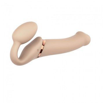 Безремінний страпон з вібрацією Strap-On-Me Vibrating Flesh L, діаметр 4,2 см, пульт ДК, регульований SO3828 фото